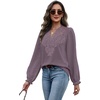WIHOLL Womens Tops Lace Long Sleeve Tops for Women Boho V Neck Blouses(01 – Mocha Grey Purple)