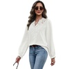 WIHOLL Womens Tops Lace Long Sleeve Tops for Women Boho V Neck Blouses(01 – White)