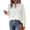 WIHOLL Womens Tops Lace Long Sleeve Tops for Women Boho V Neck Blouses(01 – White)