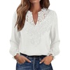 WIHOLL Womens Tops Lace Long Sleeve Tops for Women Boho V Neck Blouses(01 – White)