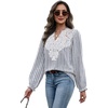 WIHOLL Womens Tops Lace Long Sleeve Tops for Women Boho V Neck Blouses(02 – Blue White Stripe)