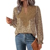 WIHOLL Womens Tops Lace Long Sleeve Tops for Women Boho V Neck Blouses(02 – Khaki Floral)