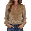 WIHOLL Womens Tops Lace Long Sleeve Tops for Women Boho V Neck Blouses(02 – Khaki Floral)
