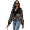 WIHOLL Womens Tops Lace Long Sleeve Tops for Women Boho V Neck Blouses(02 – Leopard)