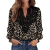 WIHOLL Womens Tops Lace Long Sleeve Tops for Women Boho V Neck Blouses(02 – Leopard)