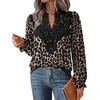 WIHOLL Womens Tops Lace Long Sleeve Tops for Women Boho V Neck Blouses(02 – Leopard)