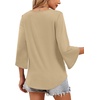 WIHOLL Womens Tops Summer Outfits 2026 V Neck Shirts Womens Blouses Dressy Casual Bell Sleeve Fashion Clothing(01 Beige)
