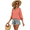 WIHOLL Womens Tops Summer Outfits 2026 V Neck Shirts Womens Blouses Dressy Casual Bell Sleeve Fashion Clothing(01 Coral)
