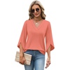 WIHOLL Womens Tops Summer Outfits 2026 V Neck Shirts Womens Blouses Dressy Casual Bell Sleeve Fashion Clothing(01 Coral)