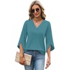 WIHOLL Womens Tops Summer Outfits 2026 V Neck Shirts Womens Blouses Dressy Casual Bell Sleeve Fashion Clothing(01 Turquoise)