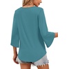 WIHOLL Womens Tops Summer Outfits 2026 V Neck Shirts Womens Blouses Dressy Casual Bell Sleeve Fashion Clothing(01 Turquoise)