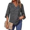 WIHOLL Womens Tops Summer Outfits 2026 V Neck Shirts Womens Blouses Dressy Casual Bell Sleeve Fashion Clothing(02 Striped Black)