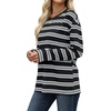 Wiholl Long Sleeve Shirts for Women Stripe Tops Loose Oversized Fall Outfit(Black White Blue)