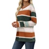 Wiholl Long Sleeve Shirts for Women Stripe Tops Loose Oversized Fall Outfit(Caramel Green)