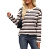 Wiholl Long Sleeve Shirts for Women Stripe Tops Loose Oversized Fall Outfit(Coffe White Apricot)