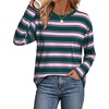 Wiholl Long Sleeve Shirts for Women Stripe Tops Loose Oversized Fall Outfit(Green Pink)