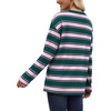 Wiholl Long Sleeve Shirts for Women Stripe Tops Loose Oversized Fall Outfit(Green Pink)