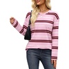 Wiholl Long Sleeve Shirts for Women Stripe Tops Loose Oversized Fall Outfit(Pink White Brown)