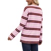 Wiholl Long Sleeve Shirts for Women Stripe Tops Loose Oversized Fall Outfit(Pink White Brown)