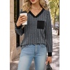 Wiholl V Neck Long Sleeve Shirts Womens Tops Dressy Casual Fall Outfits(Black White Grey Stripe)