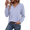 Wiholl V Neck Long Sleeve Shirts Womens Tops Dressy Casual Fall Outfits(Blue White Stripe)