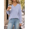 Wiholl V Neck Long Sleeve Shirts Womens Tops Dressy Casual Fall Outfits(Blue White Stripe)