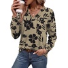 Wiholl V Neck Long Sleeve Shirts Womens Tops Dressy Casual Fall Outfits(Brown Black Floral)