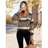 Wiholl V Neck Long Sleeve Shirts Womens Tops Dressy Casual Fall Outfits(Brown Stripe)