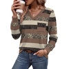 Wiholl V Neck Long Sleeve Shirts Womens Tops Dressy Casual Fall Outfits(Brown Stripe)