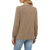 Wiholl V Neck Long Sleeve Shirts Womens Tops Dressy Casual Fall Outfits(Caramel Taupe Plaid)