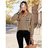 Wiholl V Neck Long Sleeve Shirts Womens Tops Dressy Casual Fall Outfits(Caramel Taupe Plaid)