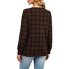 Wiholl V Neck Long Sleeve Shirts Womens Tops Dressy Casual Fall Outfits(Chocolate Brown Plaid)