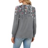 Wiholl V Neck Long Sleeve Shirts Womens Tops Dressy Casual Fall Outfits(Floral Grey)