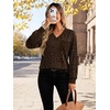 Wiholl V Neck Long Sleeve Shirts Womens Tops Dressy Casual Fall Outfits(Leopard Print)