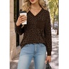 Wiholl V Neck Long Sleeve Shirts Womens Tops Dressy Casual Fall Outfits(Leopard Print)
