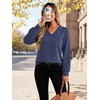 Wiholl V Neck Long Sleeve Shirts Womens Tops Dressy Casual Fall Outfits(Navy Blue Stripe)