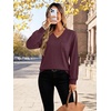 Wiholl V Neck Long Sleeve Shirts Womens Tops Dressy Casual Fall Outfits(Wine Red)