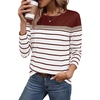WIHOLL Long Sleeve Shirts for Women Stripe Tops Fall Fashion Outfits Red