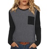 WIHOLL Long Sleeve Shirts for Women Waffle Knit Trendy Fall Fashion 2026 Dressy Casual Blouses Teacher Outfits(Color Block Grey)
