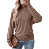 WIHOLL Womens Long Sleeve Shirts Ruched Hem Fall Tops Lightweight Sweaters(Chestnut Brown)