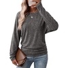 WIHOLL Womens Long Sleeve Shirts Ruched Hem Fall Tops Lightweight Sweaters(Dark Grey)