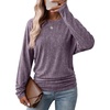 WIHOLL Womens Long Sleeve Shirts Ruched Hem Fall Tops Lightweight Sweaters(Purple)