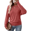 WIHOLL Womens Long Sleeve Shirts Ruched Hem Fall Tops Lightweight Sweaters(Red)
