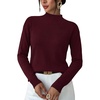 WIHOLL Womens Sweaters Mock Neck Long Sleeve Tops Fall Outfits Fashion 2026(Burgundy)