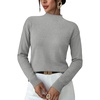 WIHOLL Womens Sweaters Mock Neck Long Sleeve Tops Fall Outfits Fashion 2026(Grey)