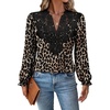 WIHOLL Womens Tops Lace Long Sleeve Tops for Women Boho V Neck Blouses(02 – Leopard)