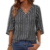 WIHOLL Womens Tops Summer Outfits 2026 V Neck Shirts Womens Blouses Dressy Casual Bell Sleeve Fashion Clothing(02 Striped Black)