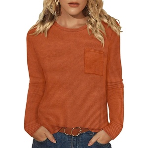 WIHOLL Long Sleeve Shirts for Women Waffle Knit Trendy Fall Fashion 2026 Dressy Casual Blouses Teacher Outfits(Caramel)