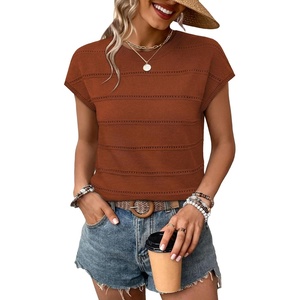WIHOLL Womens Lightweight Sweater Spring Summer Fall Outfits Cap Sleeve Hollow Out Knit Fashion Clothing 2026(Caramel)