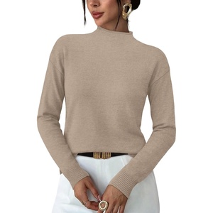 WIHOLL Womens Sweaters Mock Neck Long Sleeve Tops Fall Outfits Fashion 2026(Apricot)